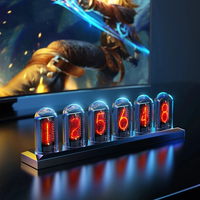 RGB Nixie Tube Clock LED Glows IPS Color Screen DIY Analog Digital Tube Night Lights Gaming Desktop for Home Decoration