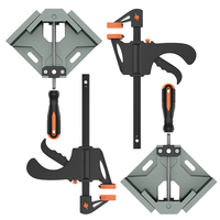 Right Angle Clamp Set 2-Pack 90° Aluminum Clamps with 6-Inch Bar Clamps Ergonomic Handle for Woodworking Aligning Drilli