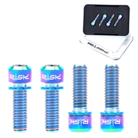 RISK 4PCS M6x18mm Titanium Alloy MTB Bicycle Disc Brake Fixed Bolts with Washer Set for SLX XT Mountain Bike Brake Calip