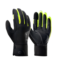 ROCKBROS Bike Gloves Full Finger Touch Screen PU Leather Non Slip Shock-Absorbing Padding Warm Gloves for Outdoor Sports