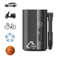 ROCKBROS Mini Electric Bike Air Pump 150PSI 5000mAh Type-C Rechargeable LED Digital Display Portable Lightweight Cycle C