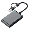 Rocketek CR375-B 6-in-1 Smart Card Reader for Smart SIM SD TF M2 MS Cards with USB-A/USB-C Interface Plug and Play