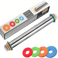 Rolling Pin Kitchen Tool Stainless Steel Adjustable For Baking Pasta Pizza Pie 4 Different Adjustable Thickness
