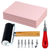 Rubber Stamp Carving Kit Soft Rubber Blocks Brayer Roller Carving Tools for Printmaking Craft Projects
