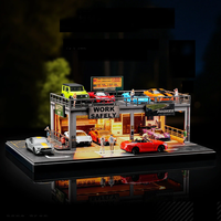 SafeWork 1/64 RC Car Double-Layer Simulated Parking Garage Model Parking Lot With Lights Diy Scene Decoration