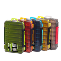 SAMOLLA 12/14 Compartments Double Sided Fishing Tackle Box Y-slot Fishing Gear Organizer Fishing Tool Storage Case