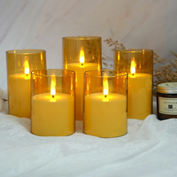 Set Of 5 Acrylic Glass Cup Candle LED Light with Remote Control LED Electronic Decorative Candle for Bedrooms Living Roo