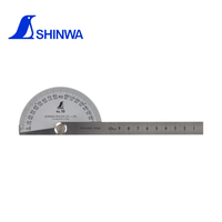 Shinwa Protractor Angle Ruler Silver 3.5 Inch Diameter 1-Degree Scale 2 Rods 6-Inch Length Precision Measurement