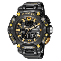 SMAEL Men Sport Digital Dual Display Watch Multi-function LED Luminous Waterproof Date Week Alarm Wristwatch