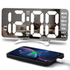 Smart LED Mirror Digital Clock Alarm Clock LED Digital Clock Auto Dimming Mirror Rechargeable Digital Clock for Bedrooms