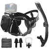 Snorkeling Gear For Adults 3 in 1 Adult Snorkel Set with Camera Mount &Earplugs 100% Dry Top Anti-Fog No Leak Profession