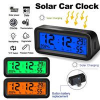 Solar Car Digital Clock Date Week Temperature Humidity LCD Backlit Display for Dashboard Car Clock Automobiles Internal