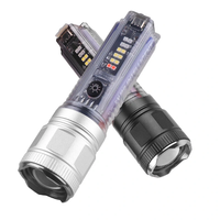 Solar Portable Torch Keychain Telescopic Zoom 30W/XHP50 LED Strong Light 18650 Type-C Flashlight Multi Light Source Outd