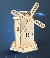 Solar Power Windmill Wooden DIY Model Kits Educational Scientific Experiments Early Education Toys Assembled Small House