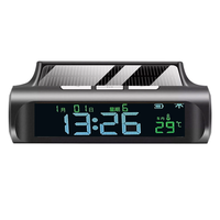 Solar Powered Car Digital Clock with LED Display High Temperature Resistant Shell Built-in Time Date and Temperature Mon