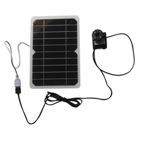 Solar Powered Water Pump 5W 5V Monocrystalline Panel USB LED for Fountain Outdoor Garden Landscape Adjustable Flow Eco-F