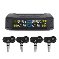 Solar-Powered Wireless TPMS 433.92MHz LED Display Car Tire Pressure Monitoring System with 4 Sensors Real-time Monitorin
