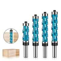 Spiral Flush Trim Router Bit Set With Double Bearings 1/2in 12mm Shank Blue Precision Woodworking Tool For Smooth Edge C