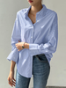 Stripe Print Long Sleeve Button Front Lapel Shirt