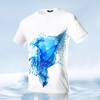 Supield Super hydrophobic T-Shirt 89.9% Polyester Fiber Comfort Anti-Stain Elastic Sleek Round Neck Design for Outdoor T