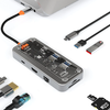 SW8V 8 In 1 Type-C Docking Station USB Adapter with USB3.0*2 / USB2.0 / USB-C PD / HD / RJ45 / SD / TF Card Reader Slot