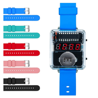 T15 DIY LED Digital Watch Kit Transparent Case Silicone Strap Microcontroller Clear Display Accessories for Soldering Pr