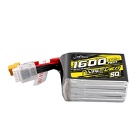 Tattu R-Line Version 6.0 22.2V 1600mAh 160C 6S SQ Lipo Battery XT60 Plug for SpeedyBee Master 5 V2 DarwinFPV CineApe35 6