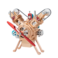 TECHING DM114 DIY Double Cylinder V2 Car Engine Model Kits All-metal Assembly Collection Decoration Science Discovery To
