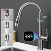 Temperature Digital LCD Display Pull Out Faucet Kitchen Single Handle Kitchen Sink Rotation Mixer Sprayer Hot And Cold W