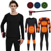 TENGOO 11 Heating Zones Underwear 3 Gear Smart Control Winter Warm USB Electric T-Shirt Adult Long Sleeve Plush Heated T