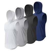 TENGOO Fashion Pure Color Fitness Hooded Tank Top Summer Quick Dry Breathable Muscle Bodybuilding Training Shirt for Gym
