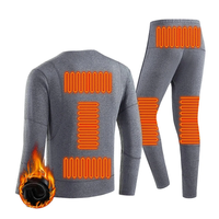 TENGOO HD-02G Electric Heated Top Pant Set Fleece 3 Zones Heating Lined Thermal Long Sleeves Trousers Men USB Chargeable
