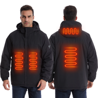 TENGOO HJ-04B 4 Zones Heated Jacket -3-Gear Thermal,  with Digital Display,  Windproof & High Neck Hooded,  Unisex Comfor