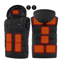 TENGOO HT-11 11 Areas Heating Vest Unisex 3-Gears Heated Vest Coat USB Electric Thermal Clothing Hooded Vest Winter Outd