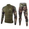 TENGOO Outdoor Sports Mens Camouflage Underwear Set Camo Training Long Sleeve Tops + Pants Suit Fitness Camping Hiking H