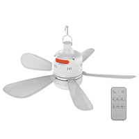 Tevorex Portable Ceiling Fan Wireless Cooling Fan with Remote Control and LED Light Outdoor Gazebo Fan Portable LED Nigh
