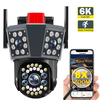Three Lens 6K 12MP WIFI IP Camera Waterproof Three Screen PTZ CCTV Camera Color Night Vision Motion Detection Security S
