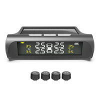Tire Pressure Monitoring System Solar Powered TPMS for RV and Trailers TPMS with LCD Display 4 Sensors Real-Time Pressur