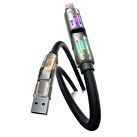 Toocki TQ-X103 PD240W USB-A/USB-C to USB-C/iP Cable with RGB Light PD3.1 Fast Charging Data Transmission Thickened Coppe