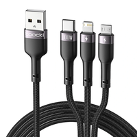 Toocki TQ-X61 6A 100W USB-A to iP/Micro/Type-C Cable Fast Charging Data Transmission Copper Core Line 1.2M Long for iPho