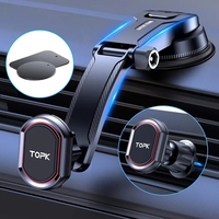 TOPK D37 Magnetic Car Phone Holder 2 in 1 Handsfree Stand Phone Mount for Dashboard / Air Vent for iPhone/Samsung Androi