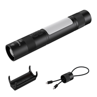 TUNENGE T7 Multifunctional 1500 Lumen Rechargeable LED Flashlight with Side Light Adjustable Camping Stand for Outdoor A