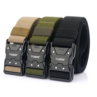TUSHI 125cm Quick Release Tactical Belt Men Metal Buckle Nylon Elastic Girdle for Military Training Hiking Outdoor Work