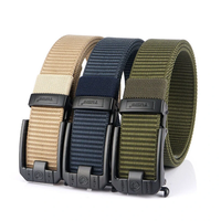 Tushi Metal Smart Tactical Belt Automatic Buckle Canvas Thick Nylon Jeans Pants Belt for Outdoors Camping Hiking Fishing
