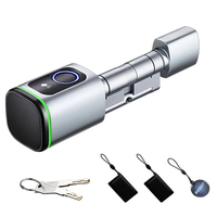 Tuya BLE Smart Electronic Door Lock DIY Cylinder Core Fingerprint APP Keys IC Card Unlock for Home Hotels Security Silve