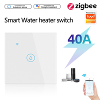 Tuya Zigbe 40A Smart Water Heater Switch EU Plug APP Remote Control Voice Timer Damp-proof Glass Panel Induction Touch B