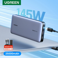 UGreen PB205 145W 90Wh 25000mAh Power Bank External Battery Power Supply with 100W Type C-1 PD3.0 & 45W Type C-2 & 18W U