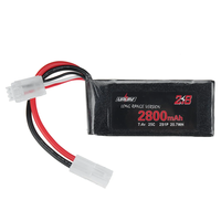 URUAV 7.4V 2800mAh 25C 2S LiPo Battery Small Tamiya Plug for RC Car