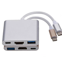 USB 3.1 Converter USB-C to HD Adapter Hub 3-in-1 Type-C to HDMI/USB 3.0/Type-C Aluminum for Apple Macbook Adapter