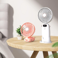 USB Handheld Fan Foldable Portable Neck Hanging Fans 5 Speed 4000mAH Rechargeable Fan with Phone Stand and Display Scree